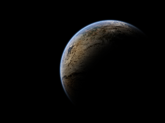 Planet With Atmosphere and Shadow